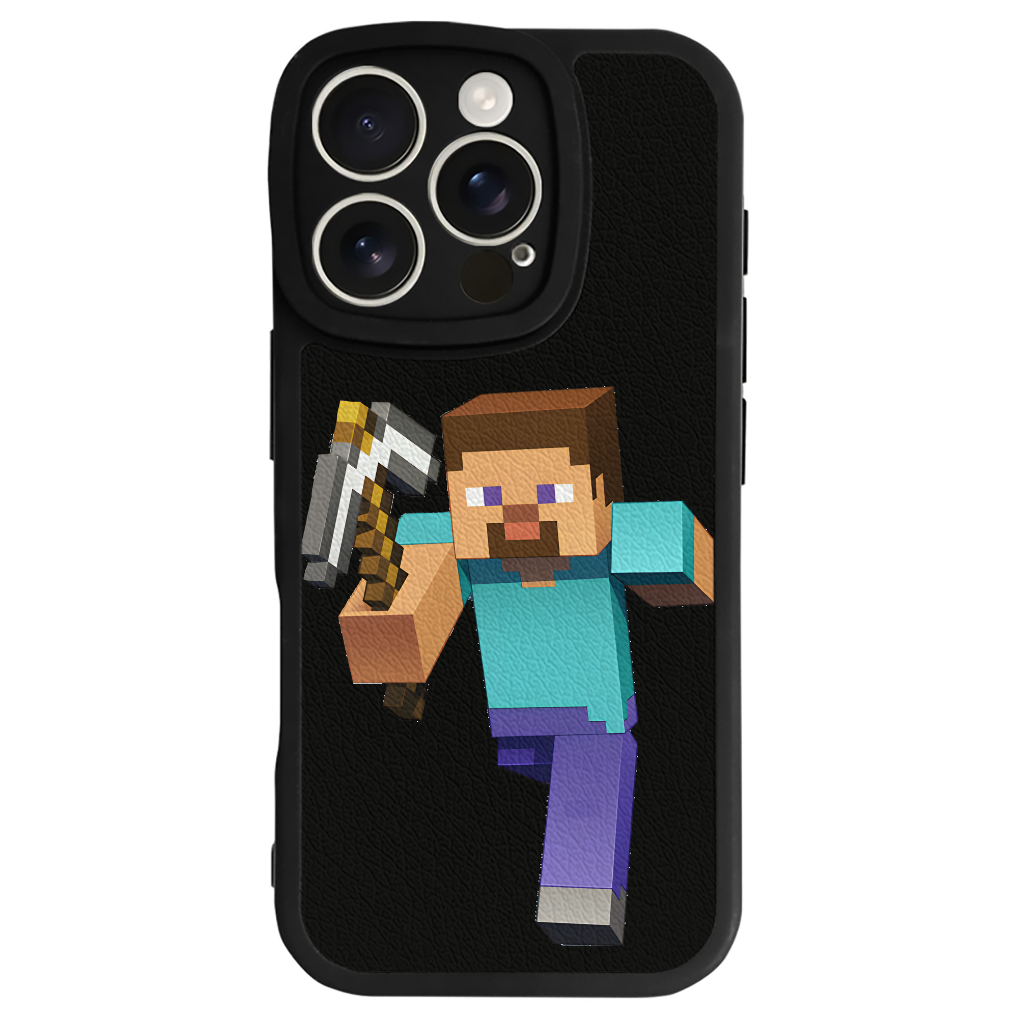 （画像用） マインクラフト ブロックの世界 Minecraft MC Block world 【iPhone 16シリーズ対応】シリコンスマホケース（レザー調） 材質：シリコン